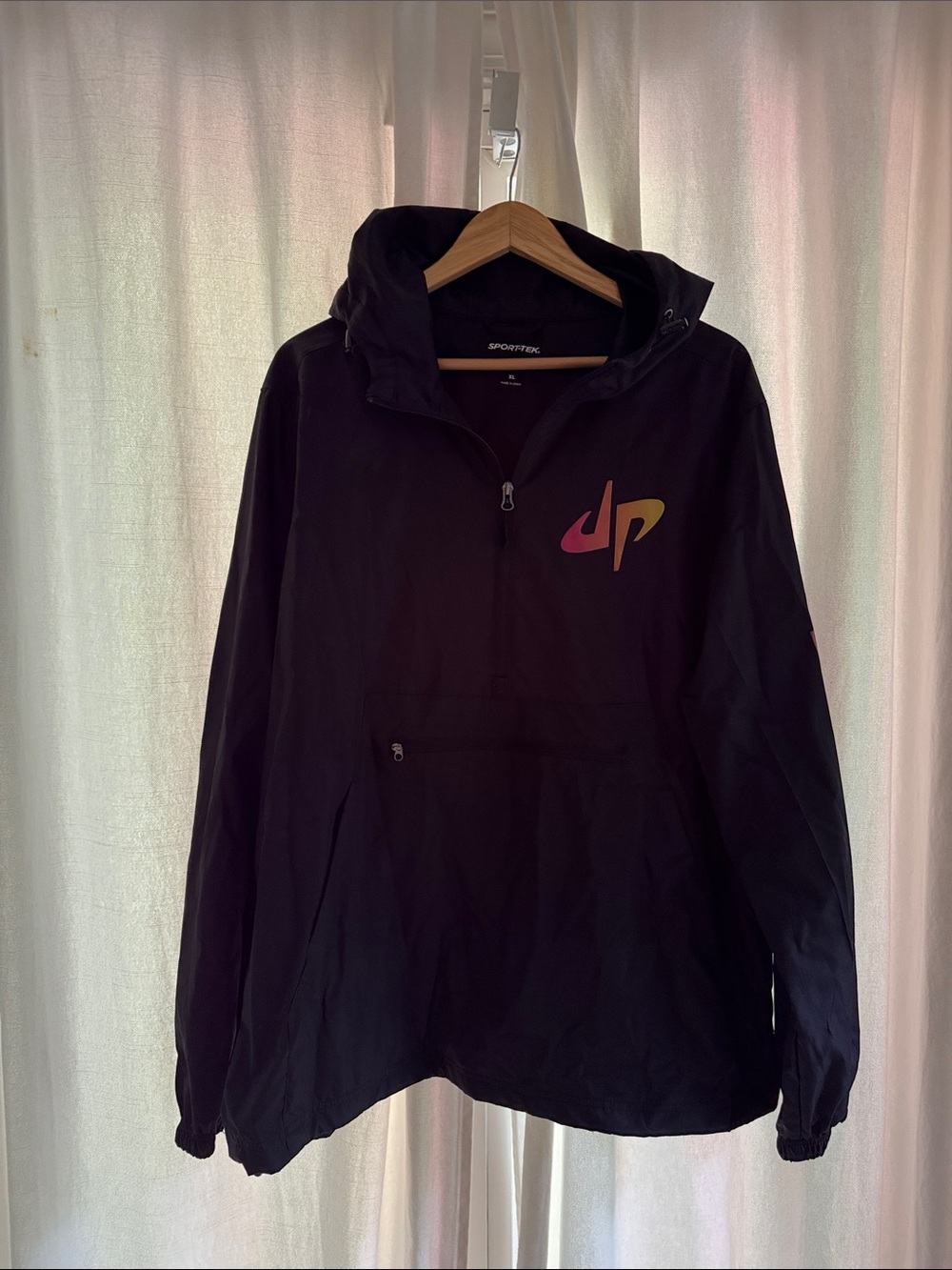 Brand NEW! DUDE PERFECTSport-Tek Black Hooded Pullover Jacket with Silver Zipper